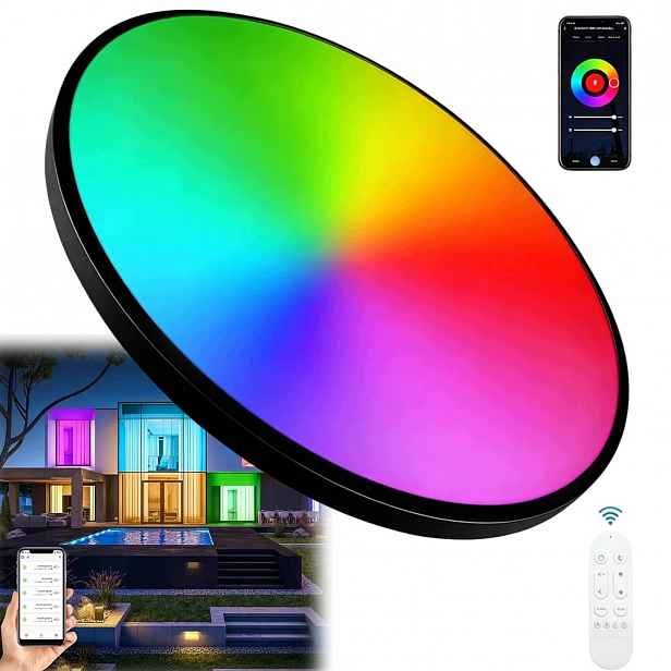 Stropní Svítidlo Stropní Svítidlo Led Rgb Cct Kulatá Barevná S Dálkový Ovladač