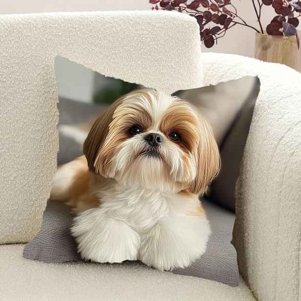 TEMU Roztomilý Shih Tzu a perského psa 18x18 palcový polyesterový povlak na polštář - měkký, pratelný v pračce, vhodný do obývacího pokoje, na