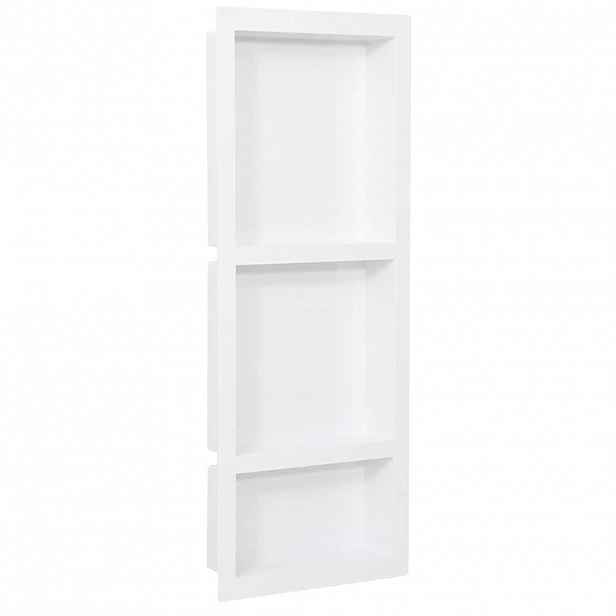 vidaXL Nika do sprchového koutu 3 přihrádky lesklá bílá 41 x 99 x 9 cm