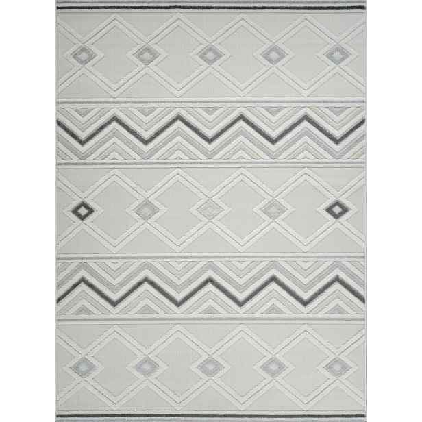 Koberec Boho 200x300 cm do obývacího pokoje, měkký krémově šedý vzor s 3D efektem