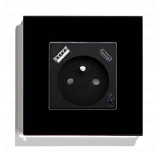 Elektrická Zásuvka Usb A+c 20 W Wifi Skleněná Pro Měření Energie Tuya