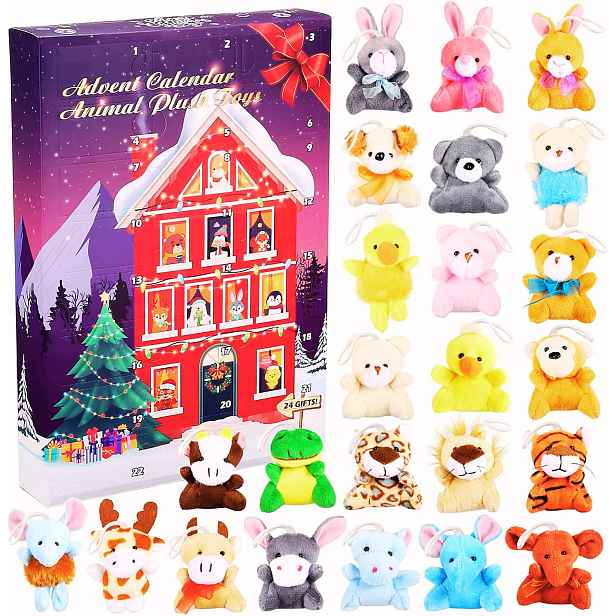 Adventní Kalendář Plyšáci 24 Přívěsků Zvířata Přívěsky Pro Děti