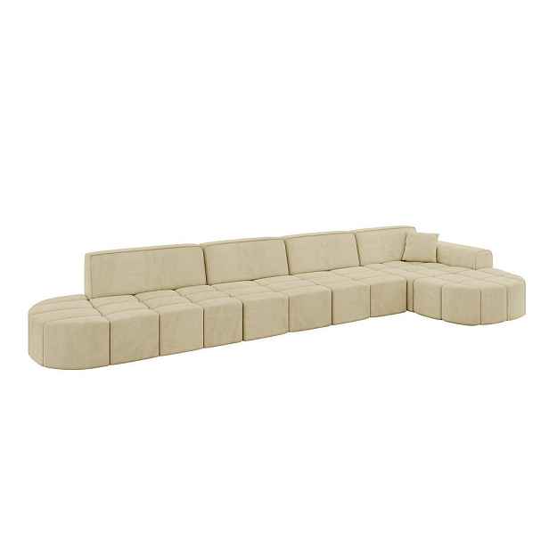ALTDECOR ROHOVÁ SEDAČKA s otomanem, pravá LIVO-L3 422x173x79,5 Béžová Velur