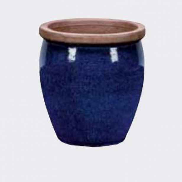 Květináč BONN hnědý lem keramika modrá 50cm