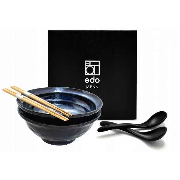 Sada 2 misek s lžícemi a paličkami Ramen Iki Kon 22 cm 1100 ml Box