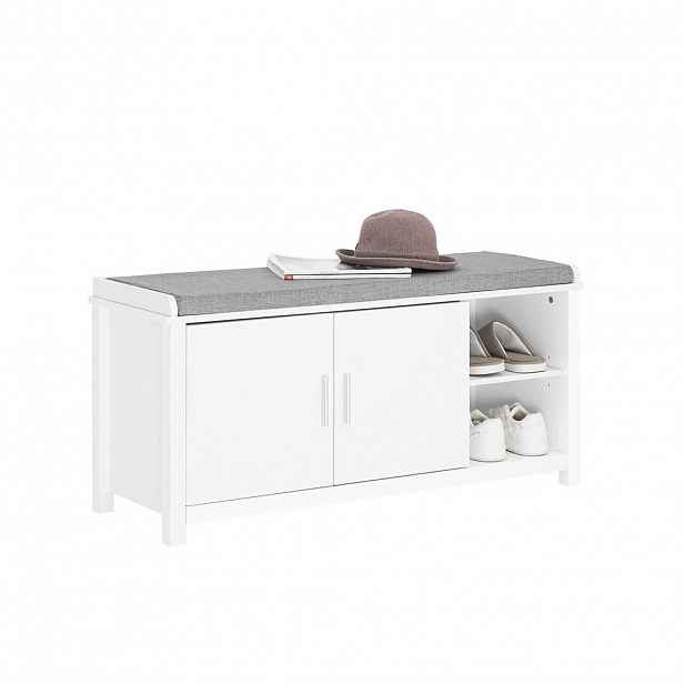SoBuy BOTNÍK se 2 dveřmi Bílá 100x35x51cm Moderní
