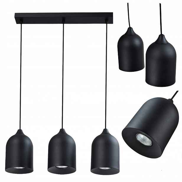 Kovová Závěsná Lampa Nilo Černá 3XGU10 Elegantní 119,5 CM Light Prestige