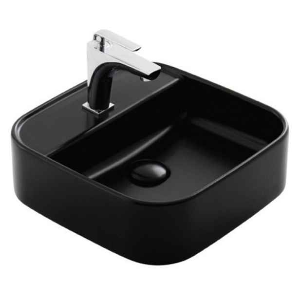 Olsen spa Umyvadlo na desku NOVA 42×42 cm; s otvorem na baterii; černé lesklé
