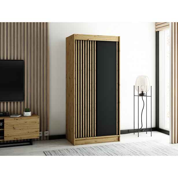 Šatní skříň Abi Lamelo Barva korpusu: Dub artisan, Rozměry: 100 cm
