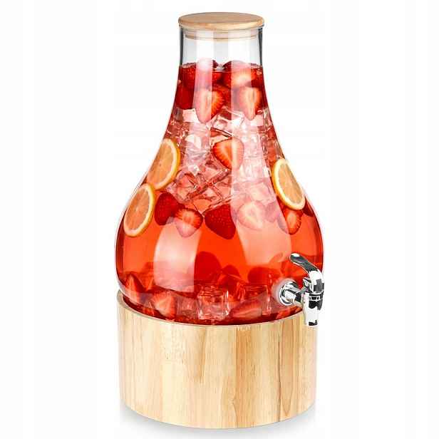 Sklenice s kohoutkem na nápoje Limonády s bambusovým stojanem Vilde 6.5 l