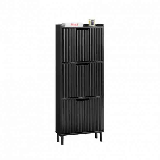 SoBuy BOTNÍK se třemi zásuvkami Černá 50x19x130cm Moderní