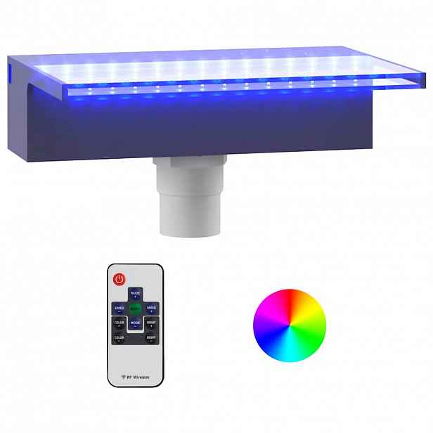 vidaXL Přelivový vodopád s RGB LED osvětlením akryl 30 cm