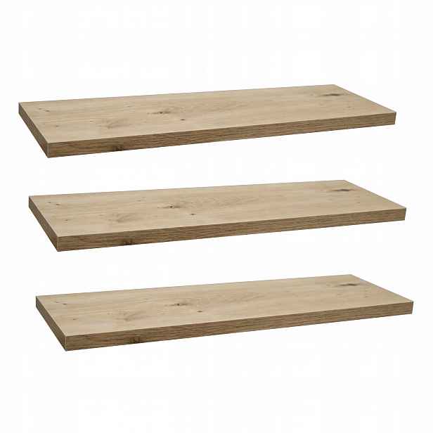 Závěsná Nástěnná Police 80 CM Dub Artisan Sada 3 Kusů