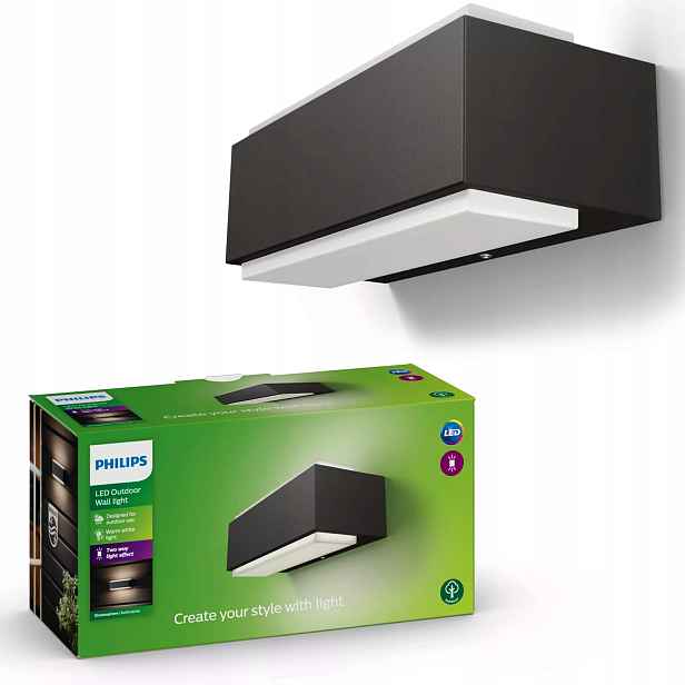 Zahradní nástěnné svítidlo Led venkovní fasádní lampa 9W 1000lm IP44 Philips