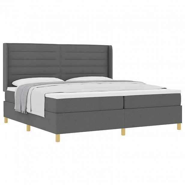 vidaXL Postel s boxspringem s matrací Tmavě šedá 200 x 200 cm textil