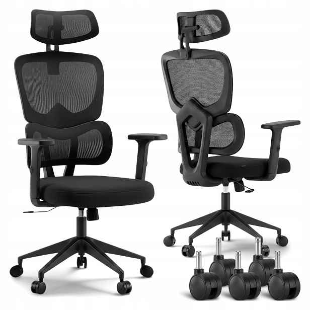 Ergonomická Otočná Kancelářská Židle S Otočným Ovládáním, Černá
