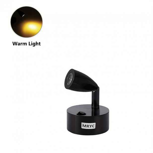TEMU 1ks Stolní Reflektor, 3W LED Světlo, Napájený 3 Bateriemi AAA, Tlačítkový Spínač, Vhodný pro Pulty Šperků, Výstavní Skříně na Figurky a Ložnice,