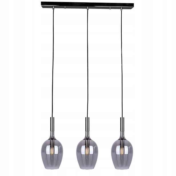 Závěsná lampa Lugano 3xE14 40W skleněná stínidla černá/chrom Milagro