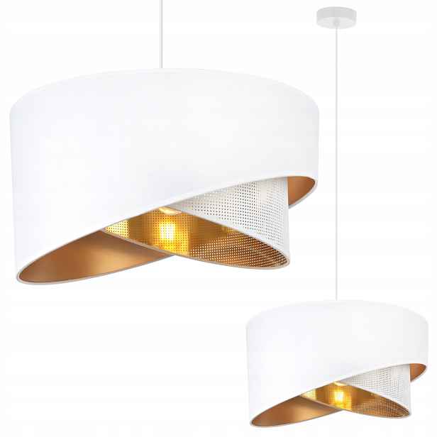 Závěsná Stropní Lustrová Lampa S Moderním Bílo-zlatým Síťovaným Stínidlem