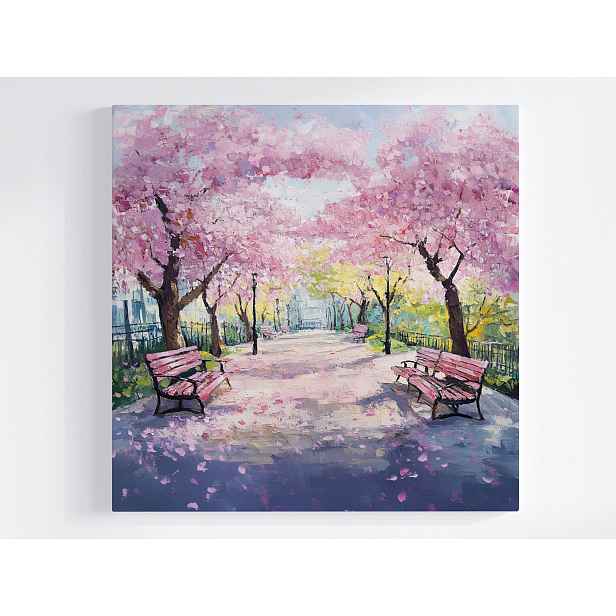 Obraz Na Plátně Canvas Město Park Stromy Květiny Lavičky Alejka Pohled 50x50