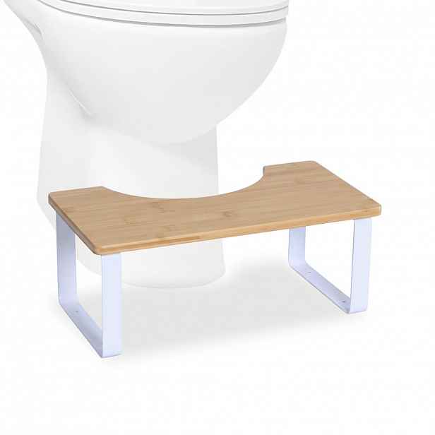 Relaxdays STUPÍNEK Přírodní Bílá Bambus Silikonové nožky