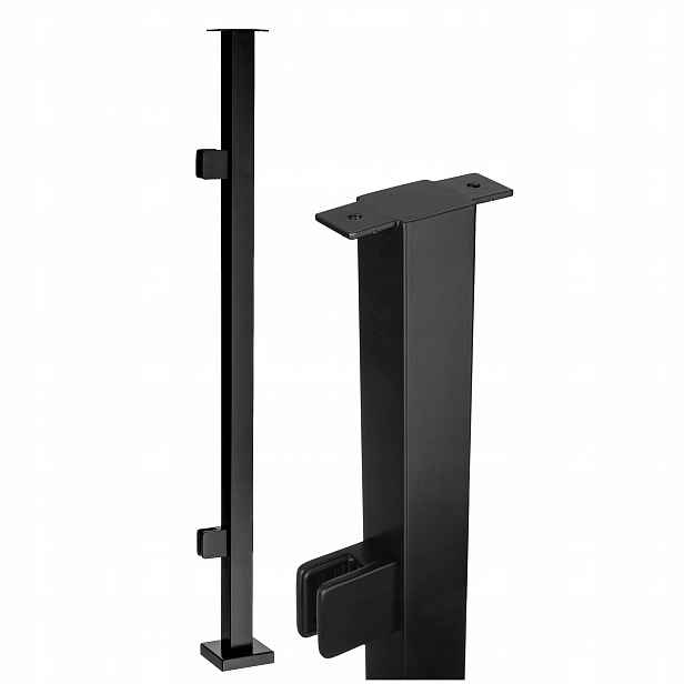 Startovací Sloupek 100 cm Sklo 2 Úchytky Černý 40x40 Nerezový Loft