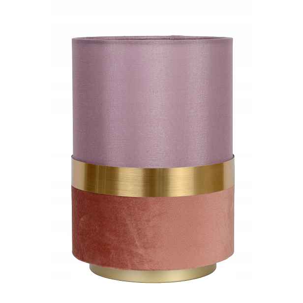 Stolní noční lampa s lněným stínítkem, růžová, zlatá tuba, 22 cm Lucide