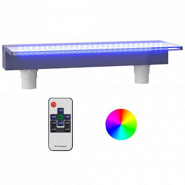 vidaXL Přelivový vodopád s RGB LED osvětlením akryl 60 cm