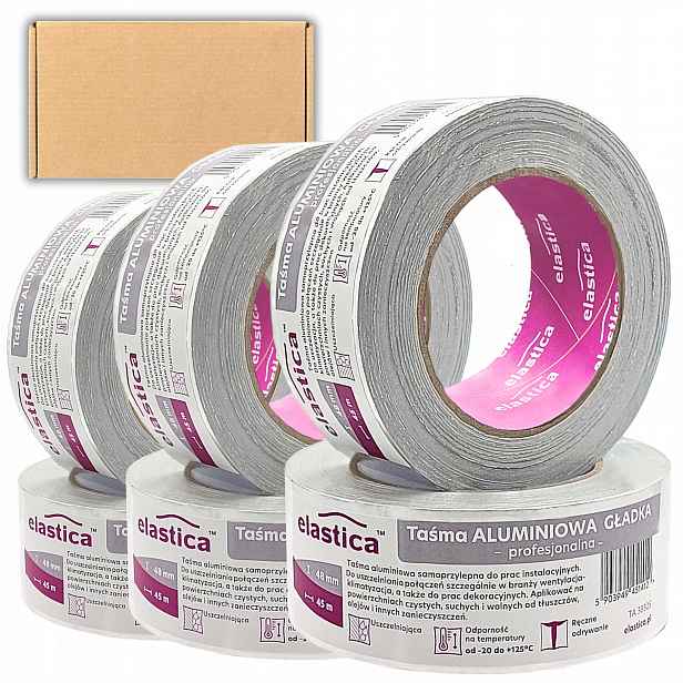 24 x Aluminiová Páska Hladká Samolepicí 48 mm x 45 m Vysokoteplotní
