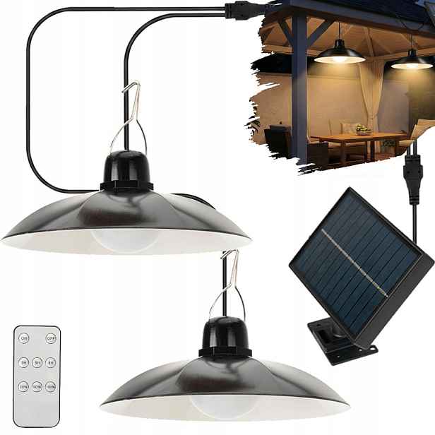 Lustr 2x Solární Lampa Led závěsná stropní zahradní lampa Retro Ovladač Bedee