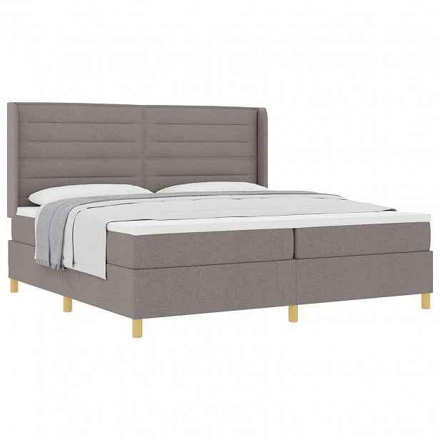 vidaXL Postel s boxspringem s čelo Taupe 200 x 200 cm textil