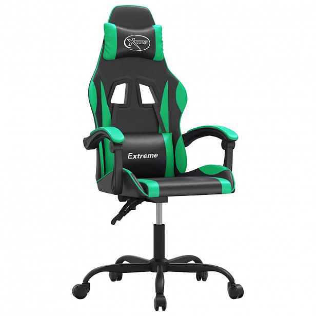 vidaXL Herní židle černá a zelená umělá kůže