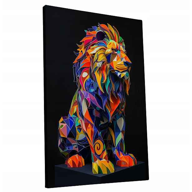 Obraz na plátně Barevný Lev v Moderním Stylu pro dům, pokoj, obývací pokoj 60x90