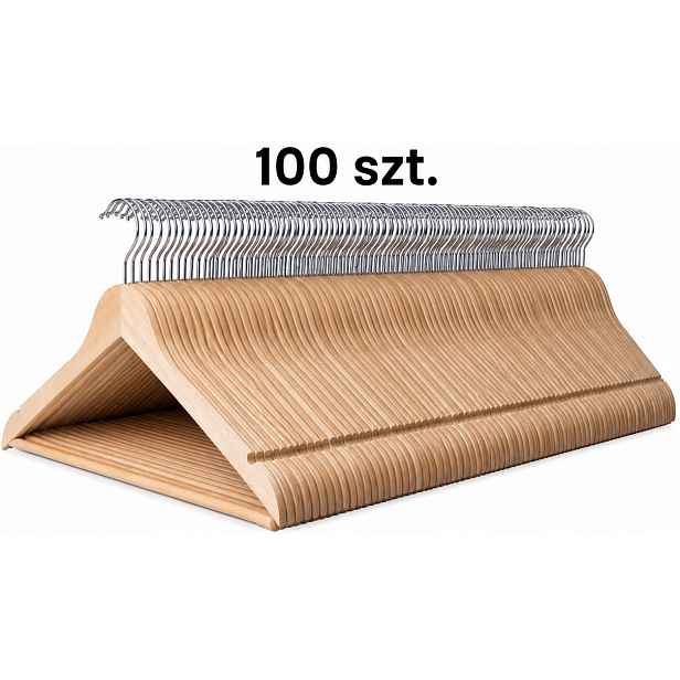 Dřevěný věšák na oblečení otočný s příčkou Dřevo Lak 100 ks