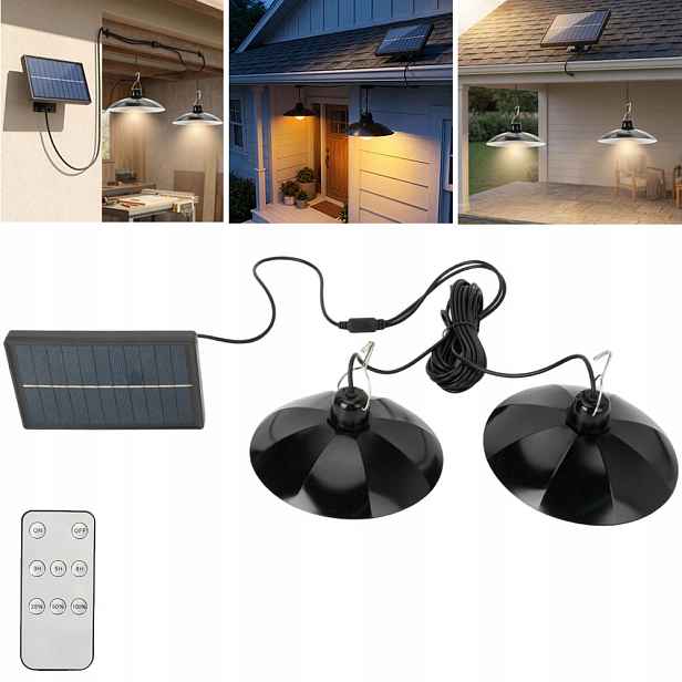 Dvojitá solární Led zahradní závěsná lampa Retro Na Terasu Ovladač
