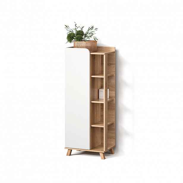 Livinity® STŘEDNÍ SKŘÍŇKA Marano Sonoma/bílá 50 x 128 cm s dvířky a otevřenými přihrádkami