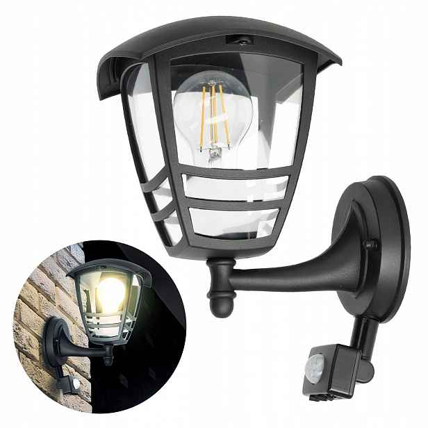 Nástěnné svítidlo s pohybovým senzorem E27 Venkovní lampa Černá Fasádní svítidlo