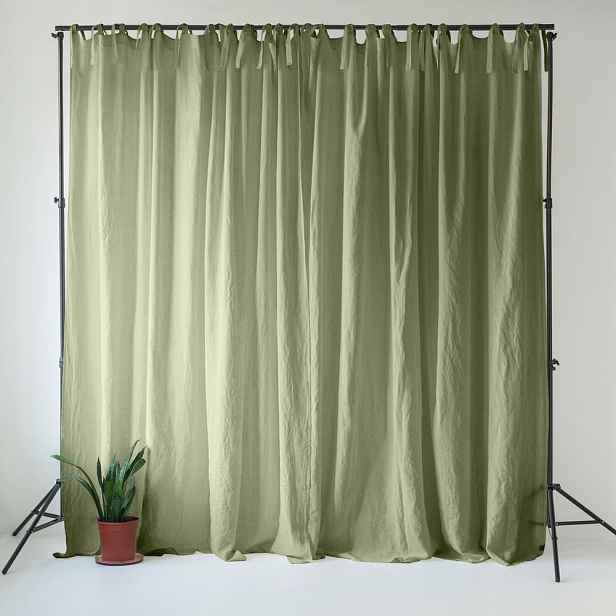 Světle zelený lněný závěs 140x250 cm Sage – Linen Tales