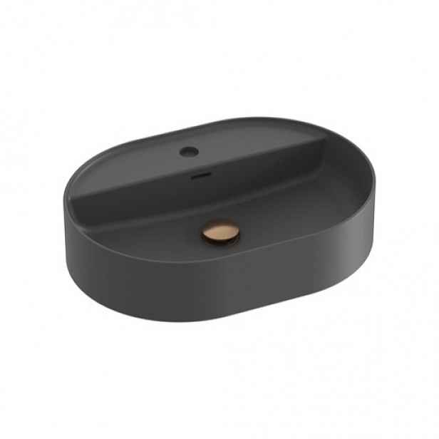 Umyvadlo na desku Ravak Ceramic Slim 55x40 cm antracit otvor pro baterii uprostřed XJX03155001