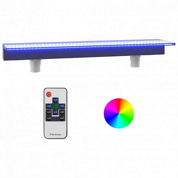 vidaXL Přelivový vodopád s RGB LED osvětlením akryl 108 cm