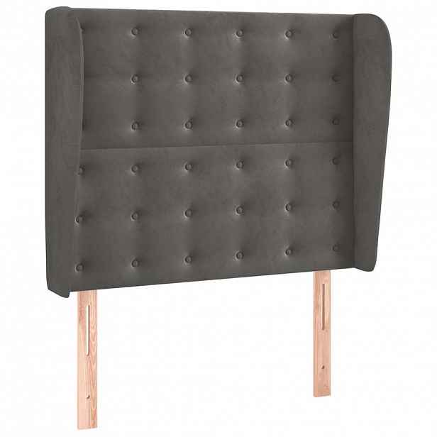 vidaXL Čelo postele typu ušák tmavě šedé 93x23x118/128 cm samet