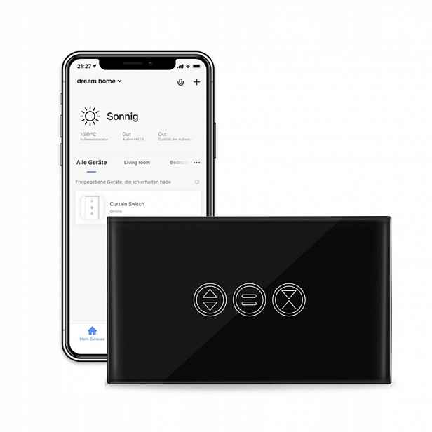 Dotykový Wi-Fi vypínač rolet pro chytrou domácnost, černý