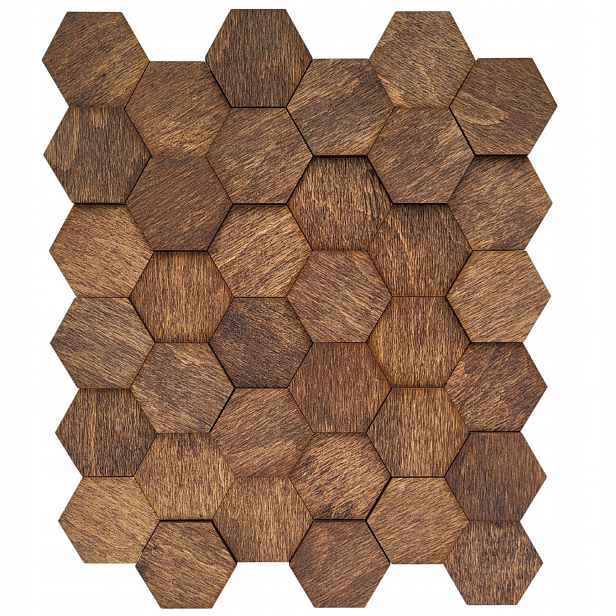 Dřevěná mozaika obkladové panely hexagon kouřové