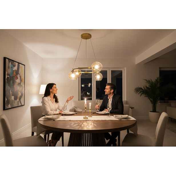 Euro-Lamp Závěsná lampa Ring 4 zlaté stínidlo medová kulička otevřená Výrobce