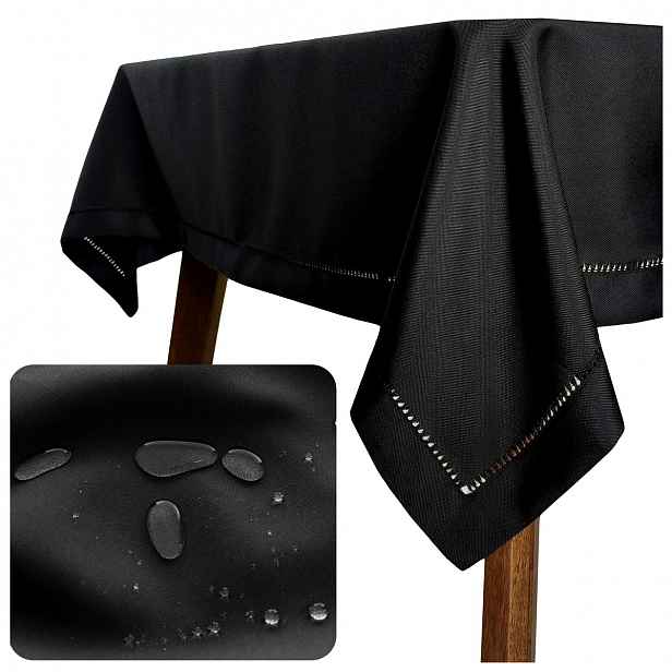 Plamovzdorný Ubrus 140x260 s merežkou, hladký, klasický Hanah Černý