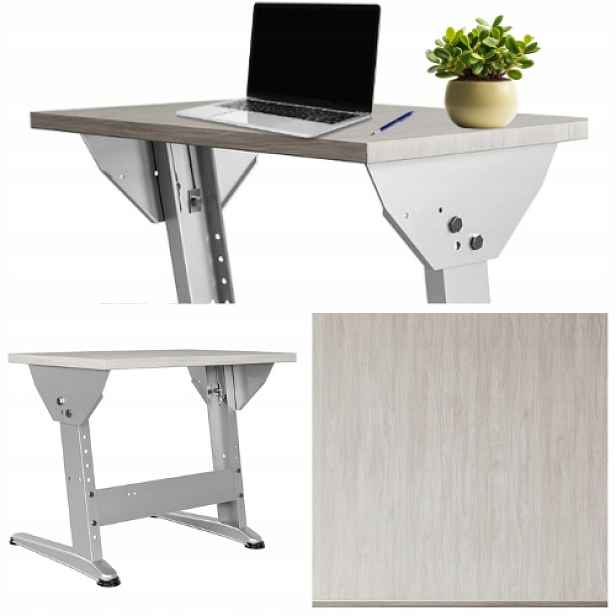 Regulovatelný psací stůl 69x50 cm ergonomický borovice bělená bílá