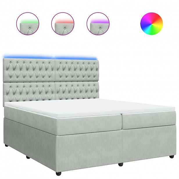 vidaXL Box spring postel s matrací světle šedá 200x200 cm samet