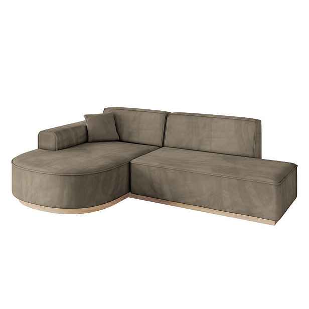 ALTDECOR ROHOVÁ SEDAČKA s otomanem, levá ARRIO-L1 243x171x83 Hnědá Velur