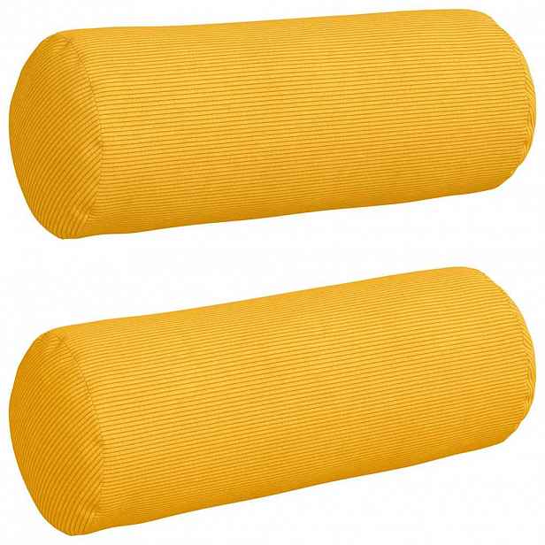 vidaXL Polštáře 2 pcs Světlá žlutá Ø 25 x 70 cm Žebrovaná látka