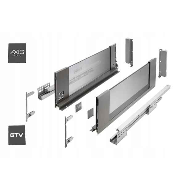 Šuplík Gtv Axis Pro Glass L350 H167 Vysoká Skleněná Strana 40 Kg S Tlumením Dovírání